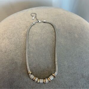 ALFRED Sung silver gold tone circle charm crystal rhinestone necklace